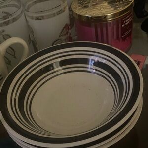 Striped Black and White Dinner Plates